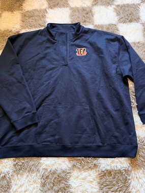 Fanatics Black Quarter-Zip Pullover with Orange Bengals Logo Sz 4X